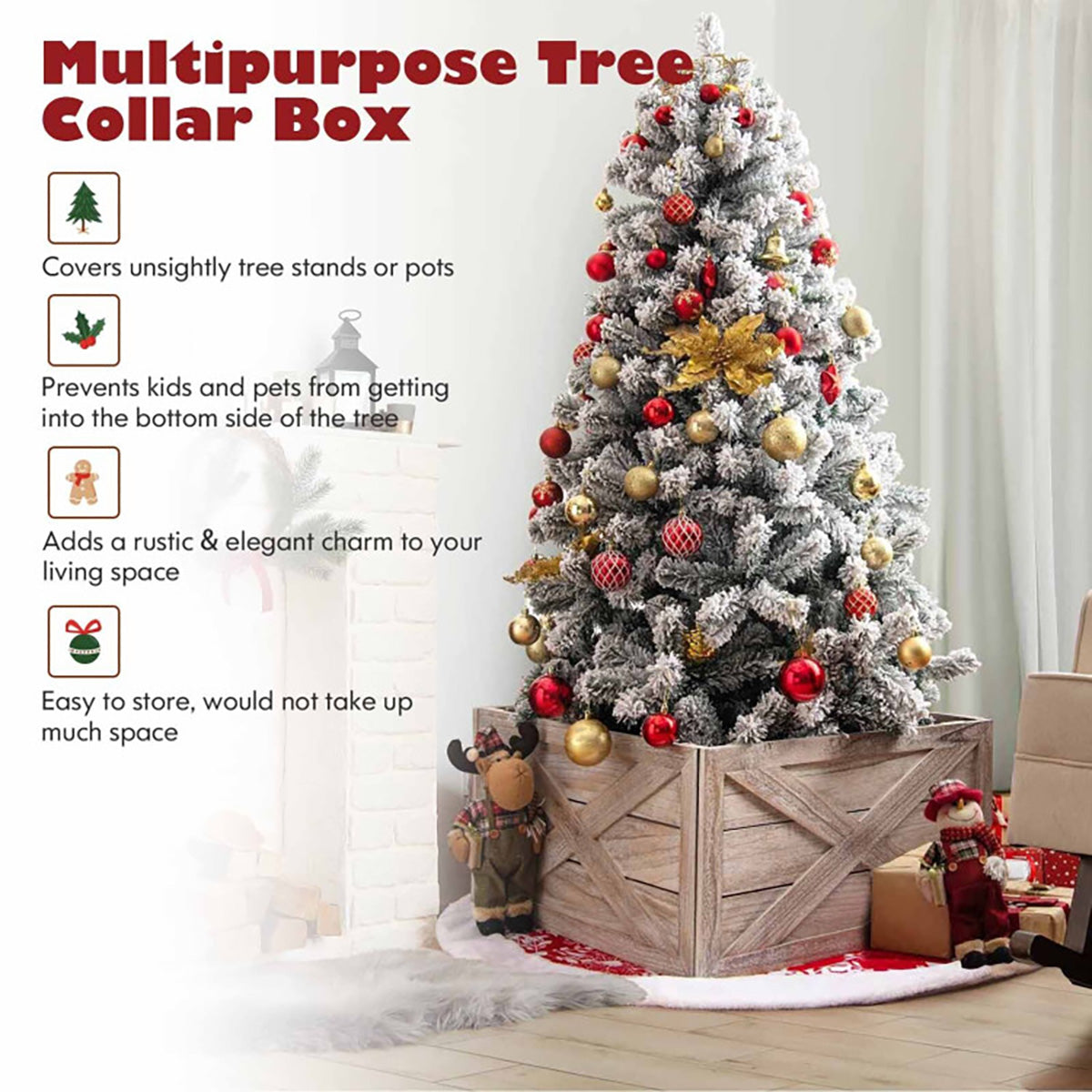 Whitewashed Wood Christmas Tree Collar