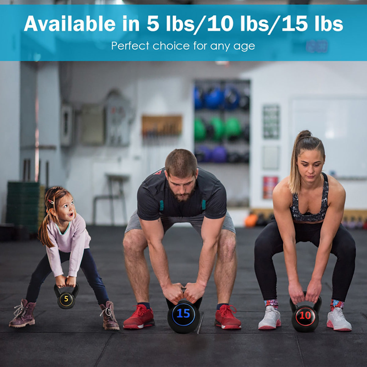 3-Piece Kettlebell Set: 5, 10 & 15 lbs