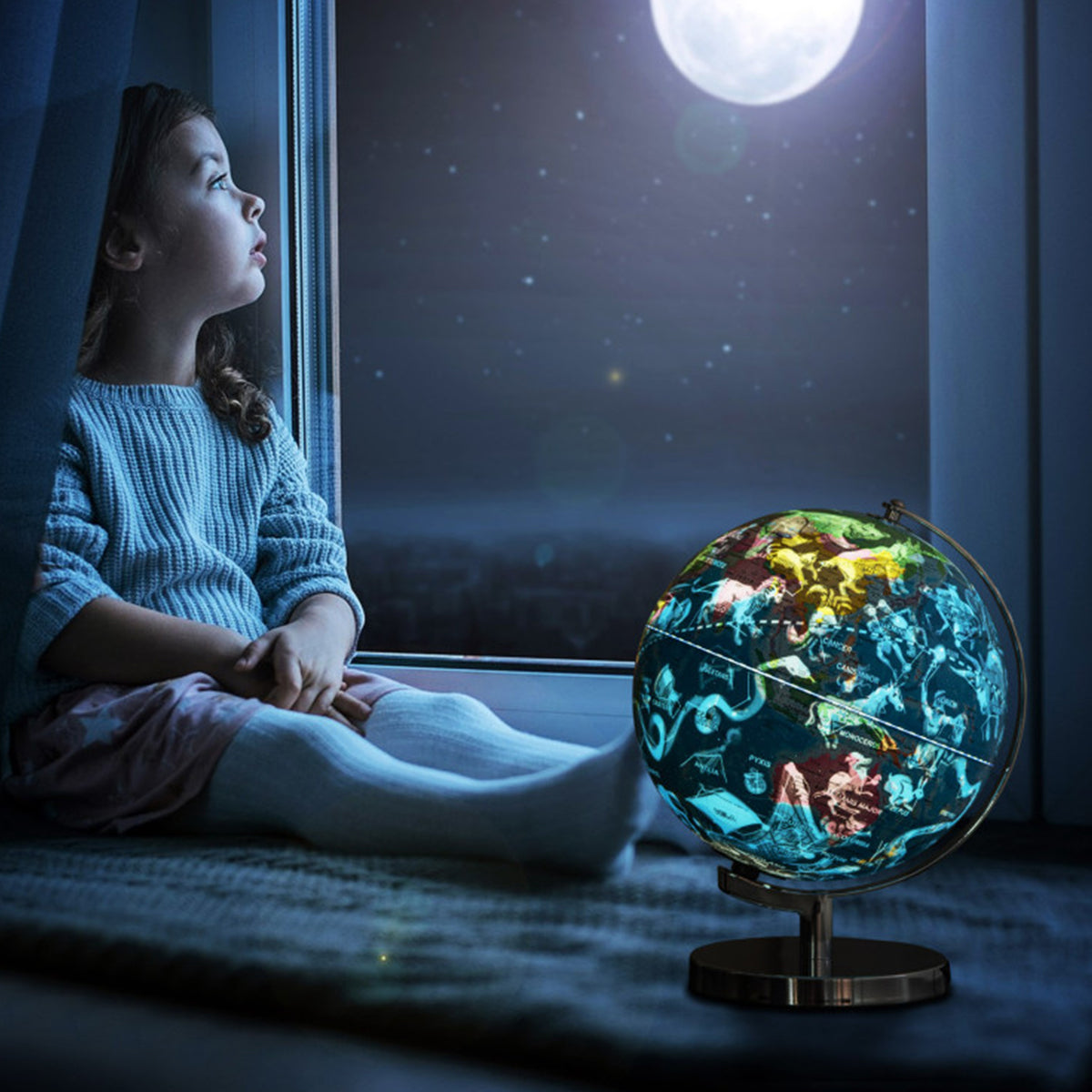 Day & Night 3-in-1 World Globe with Star Map