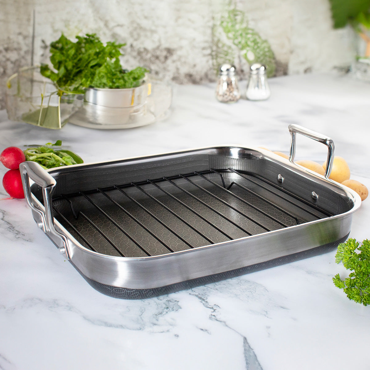 14" Hybrid Nonstick Roasting Pan with Rack