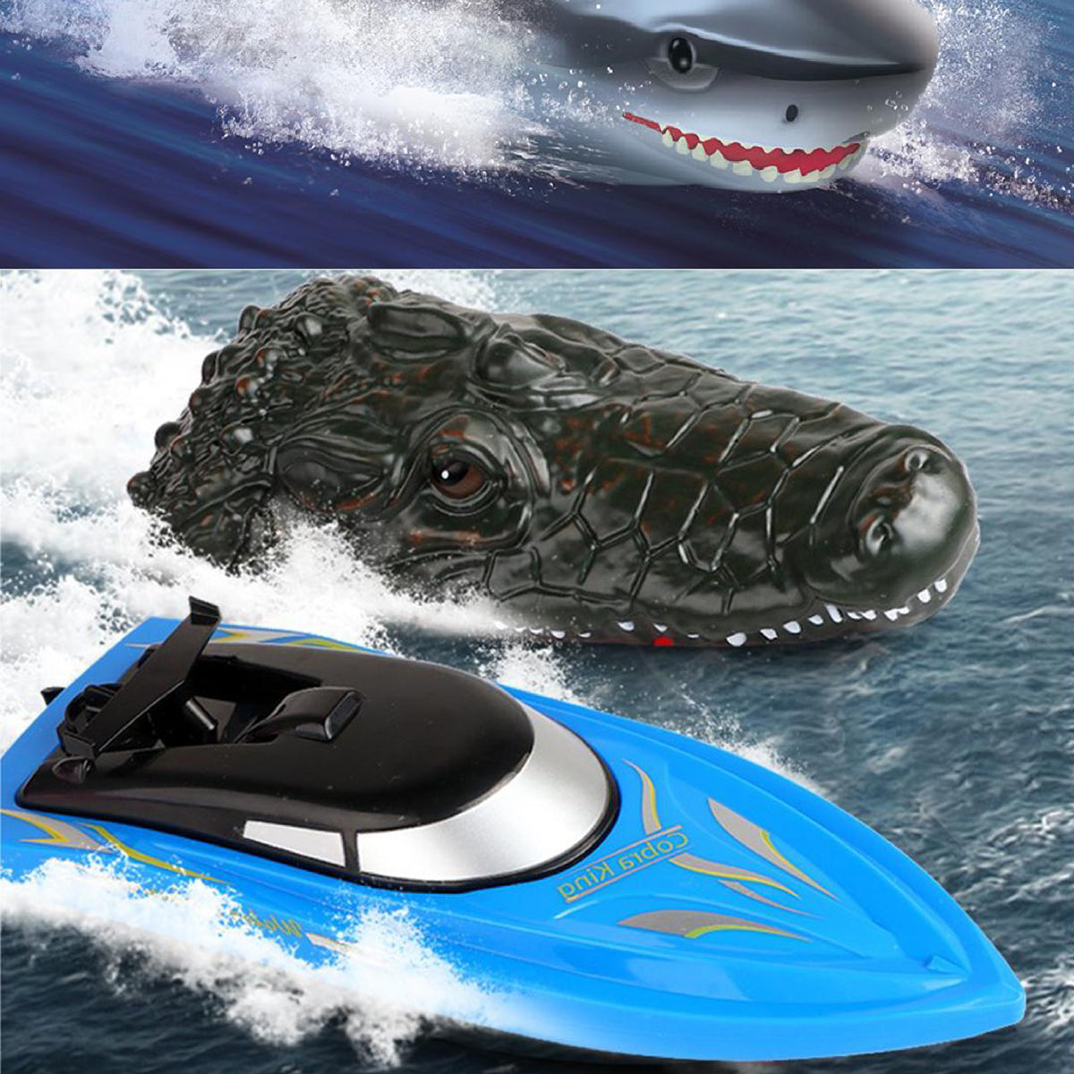 3-in-1 RC Shark & Croc Speed Boat