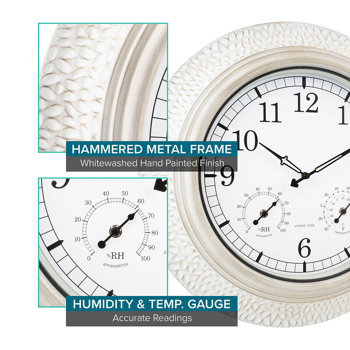 21'' Atomic Wall Clock with Temp & Humidity