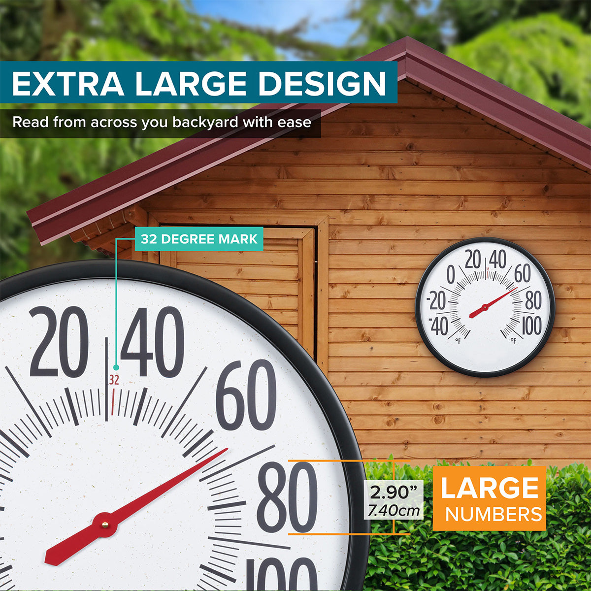 Oversized 22'' Outdoor Dial Thermometer