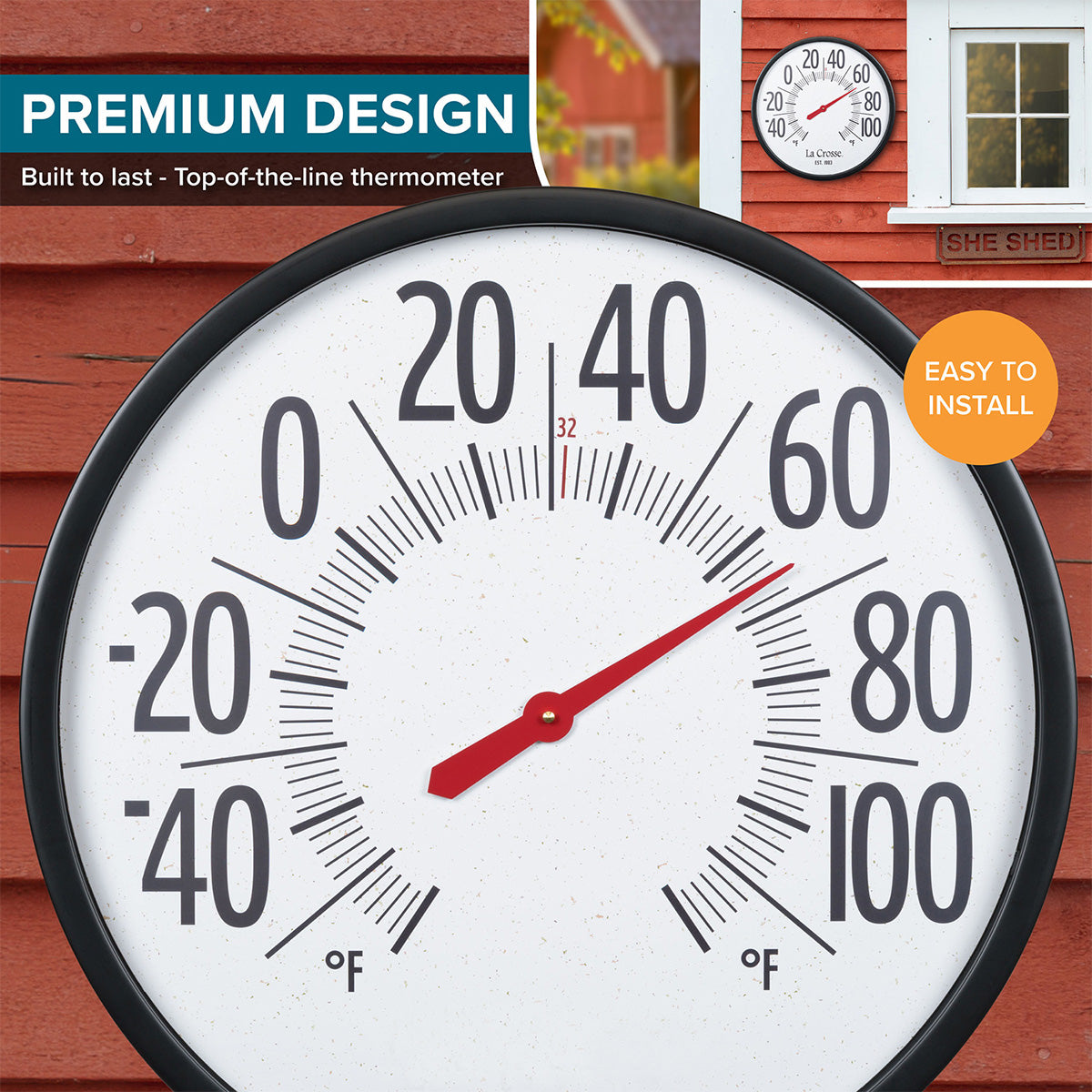Oversized 22'' Outdoor Dial Thermometer