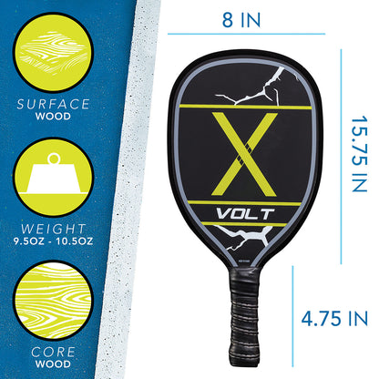 Wooden Pickleball Paddle Set for 2 Players