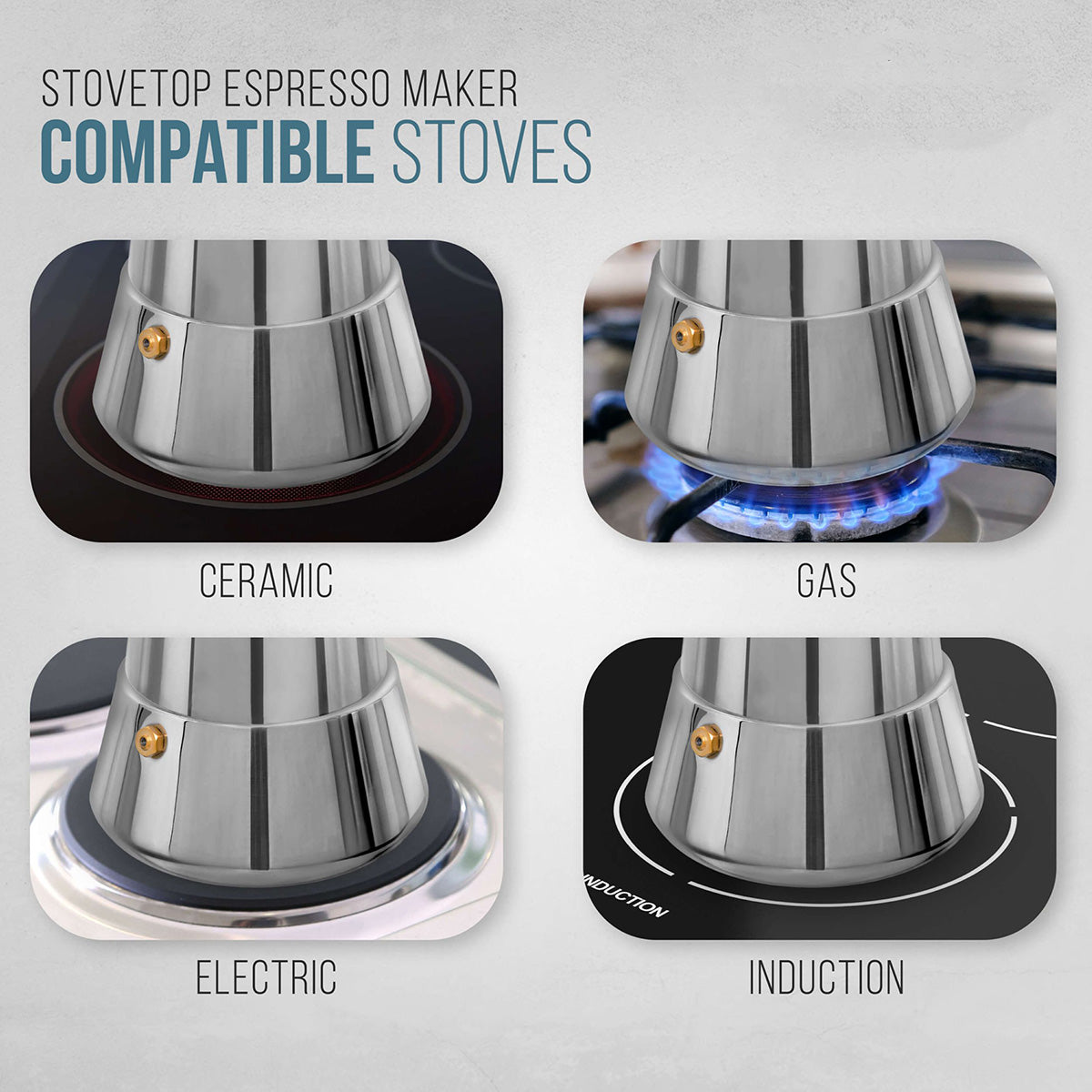 Stovetop Espresso Maker, Rust-Proof Steel