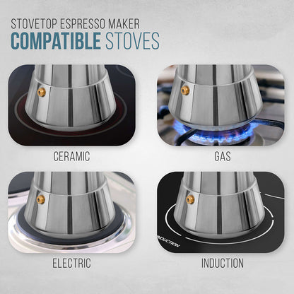 Stovetop Espresso Maker, Rust-Proof Steel