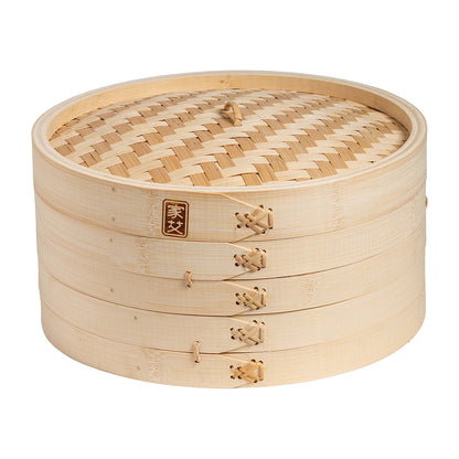 12-Inch 2-Tier Bamboo Steamer Baskets