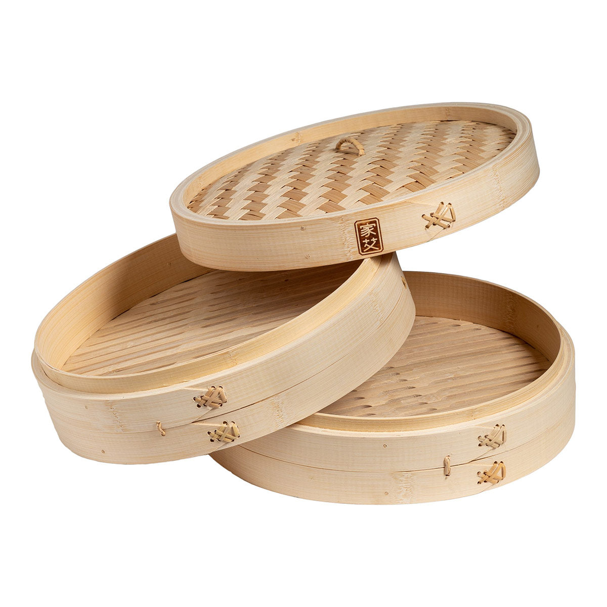 12-Inch 2-Tier Bamboo Steamer Baskets