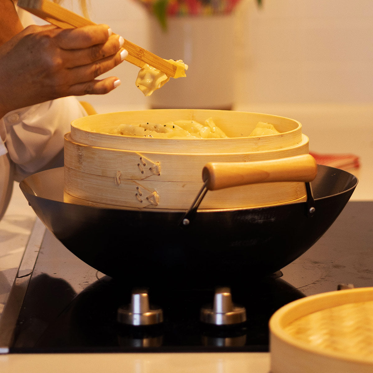 12-Inch 2-Tier Bamboo Steamer Baskets