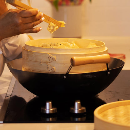 12-Inch 2-Tier Bamboo Steamer Baskets