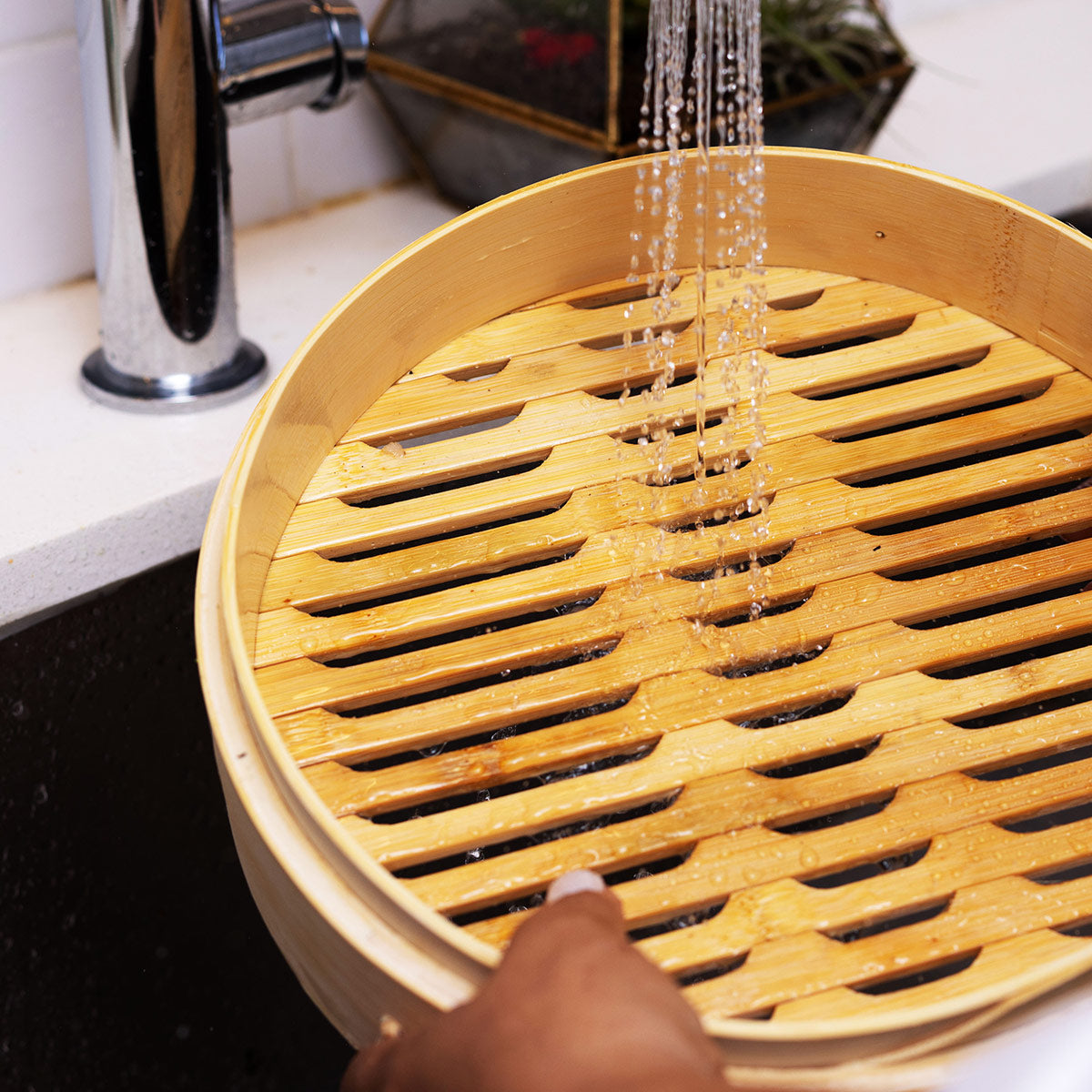 12-Inch 2-Tier Bamboo Steamer Baskets
