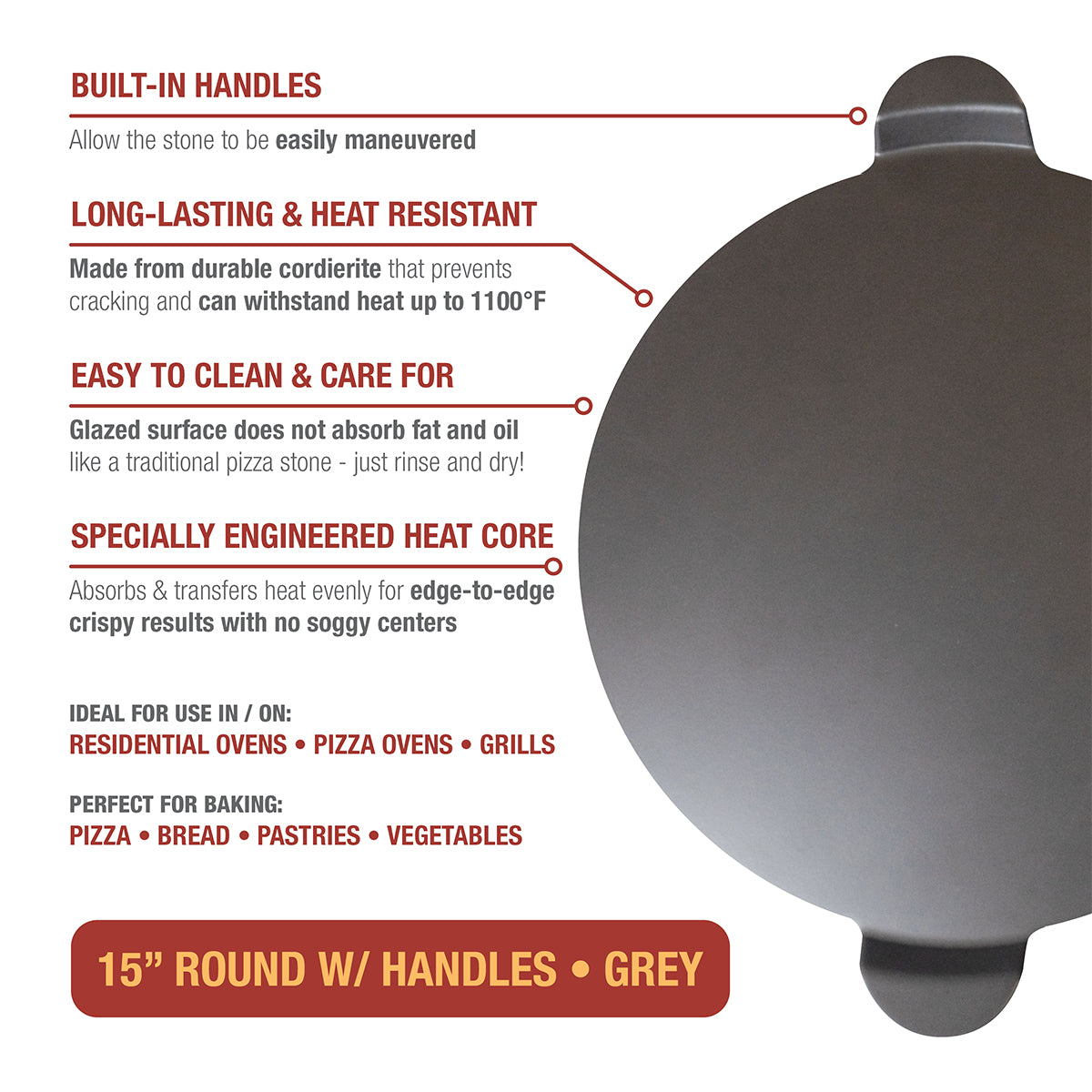 3-Piece Glazed Pizza Stone Set, 15"
