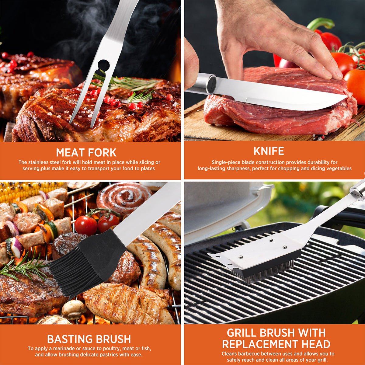 25-Piece Stainless Steel BBQ Tool Set