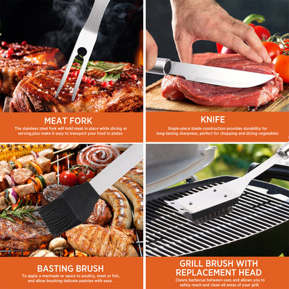 25-Piece Stainless Steel BBQ Tool Set