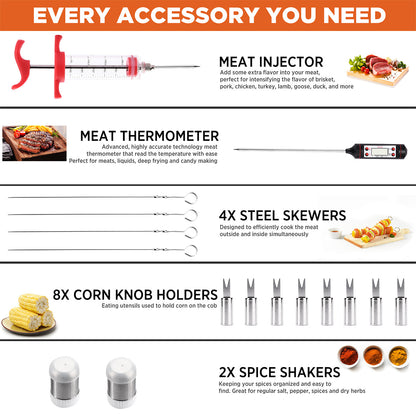25-Piece Stainless Steel BBQ Tool Set