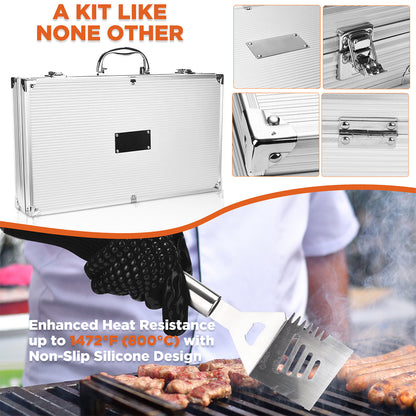 25-Piece Stainless Steel BBQ Tool Set