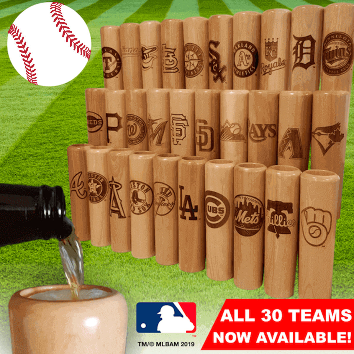 12 oz Baseball Bat Mug - Your MLB Team