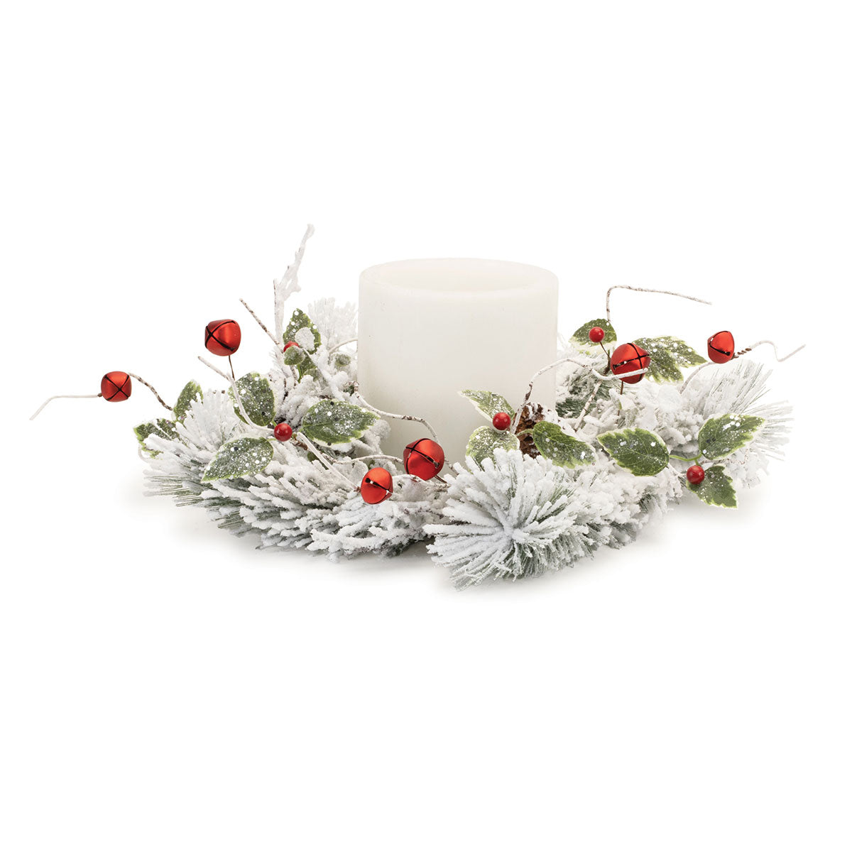 Flocked Pine Candle Ring, 18" Holiday Wreath