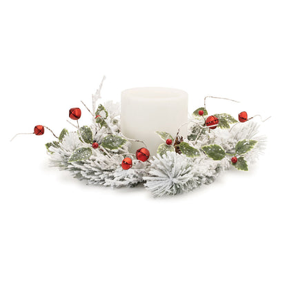 Flocked Pine Candle Ring, 18" Holiday Wreath