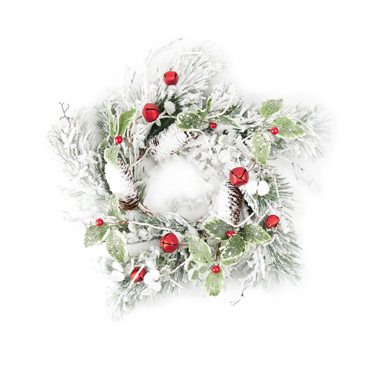 Flocked Pine Candle Ring, 18" Holiday Wreath