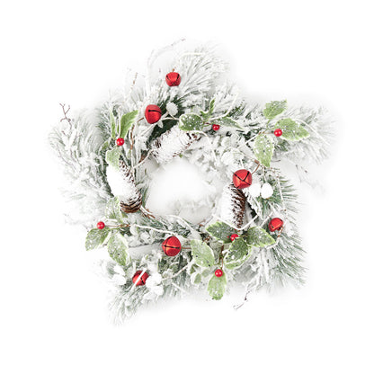 Flocked Pine Candle Ring, 18" Holiday Wreath