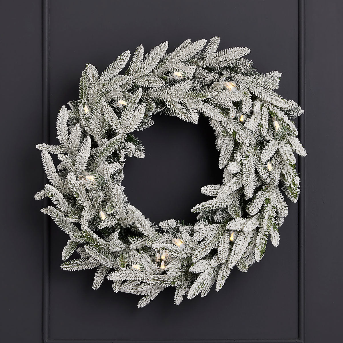 24'' Pre-Lit Flocked Frasier Fir Wreath