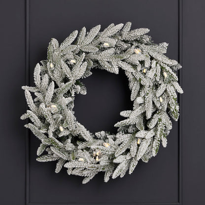 24'' Pre-Lit Flocked Frasier Fir Wreath