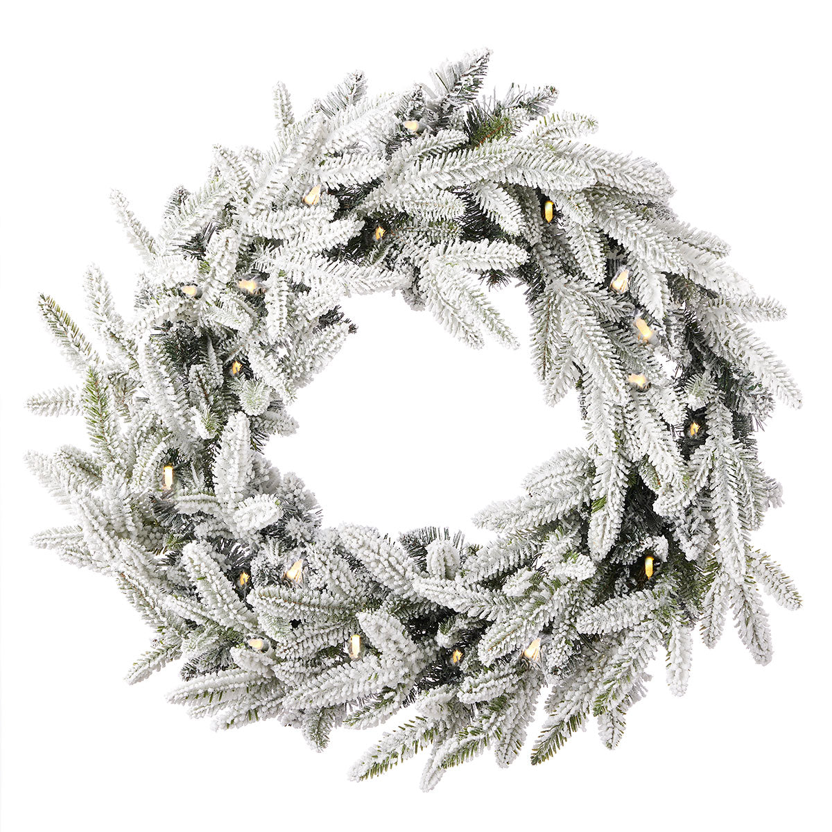 24'' Pre-Lit Flocked Frasier Fir Wreath