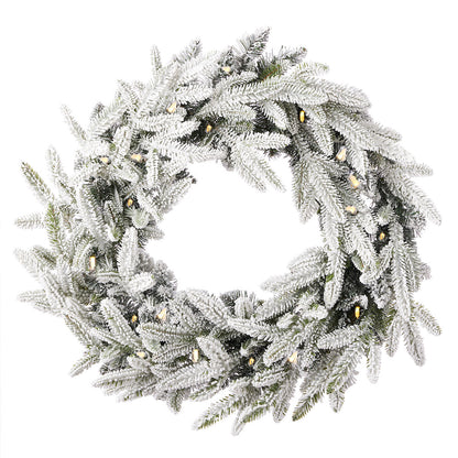 24'' Pre-Lit Flocked Frasier Fir Wreath
