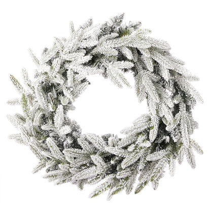 24'' Pre-Lit Flocked Frasier Fir Wreath