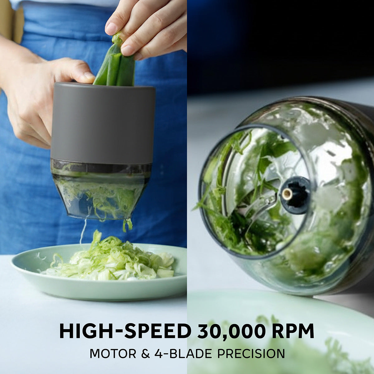 3-in-1 Cordless Food Chopper, Slicer & Frother