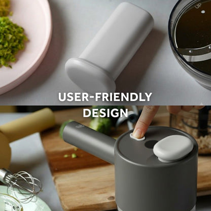 3-in-1 Cordless Food Chopper, Slicer & Frother