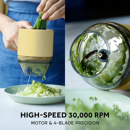 3-in-1 Cordless Food Chopper, Slicer & Frother