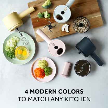 3-in-1 Cordless Food Chopper, Slicer & Frother