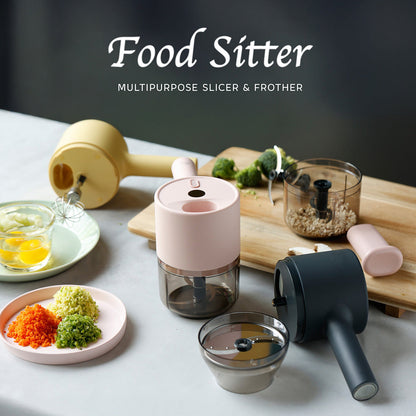 3-in-1 Cordless Food Chopper, Slicer & Frother
