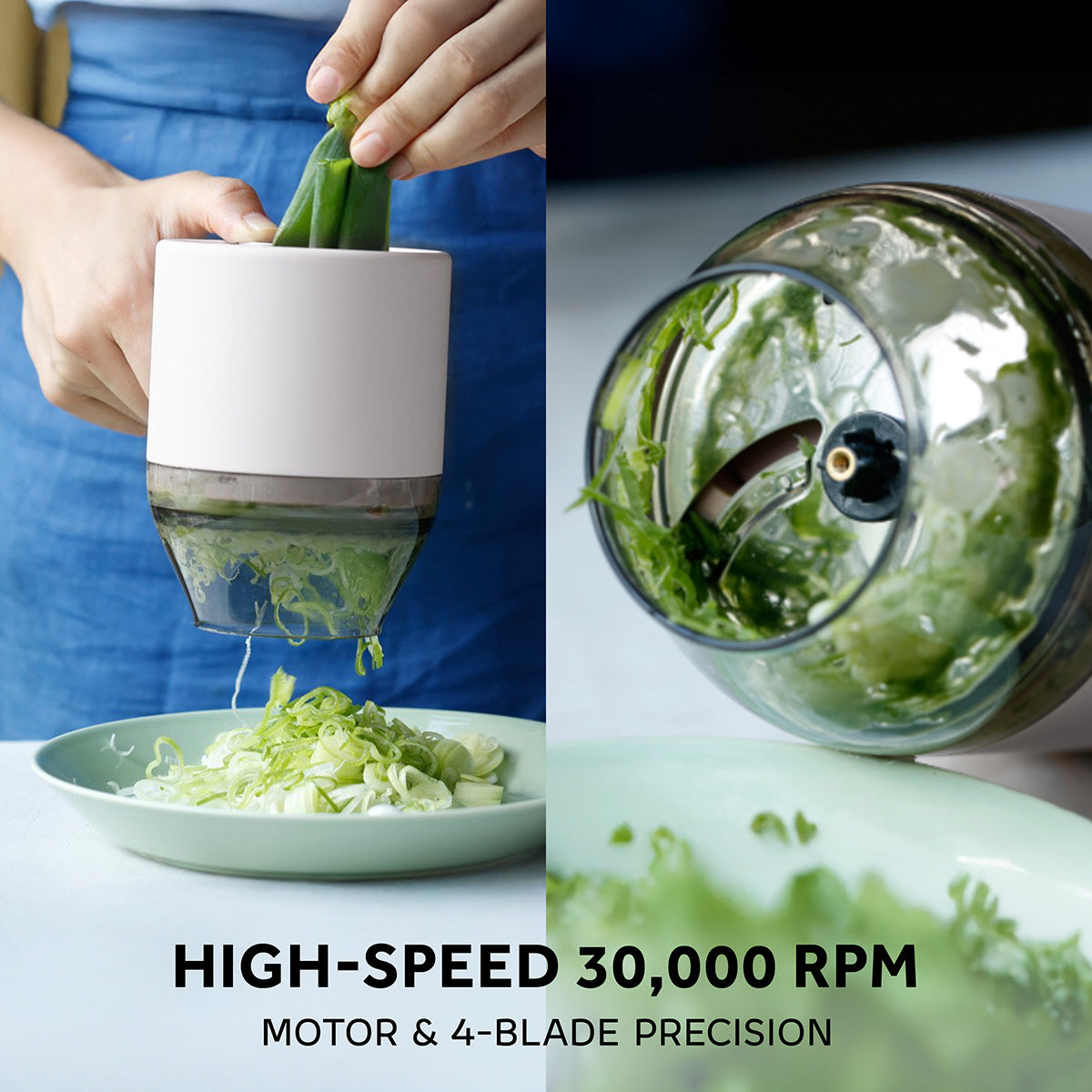 3-in-1 Cordless Food Chopper, Slicer & Frother