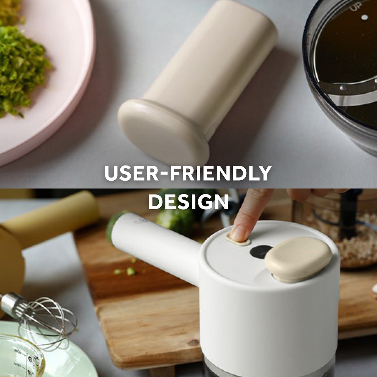3-in-1 Cordless Food Chopper, Slicer & Frother