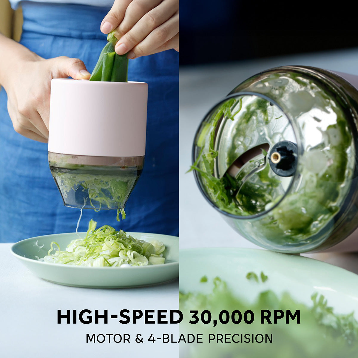 3-in-1 Cordless Food Chopper, Slicer & Frother