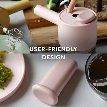 3-in-1 Cordless Food Chopper, Slicer & Frother