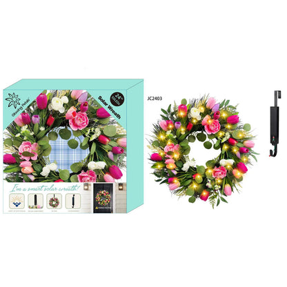 Solar LED Floral Wreath - 8 Designs