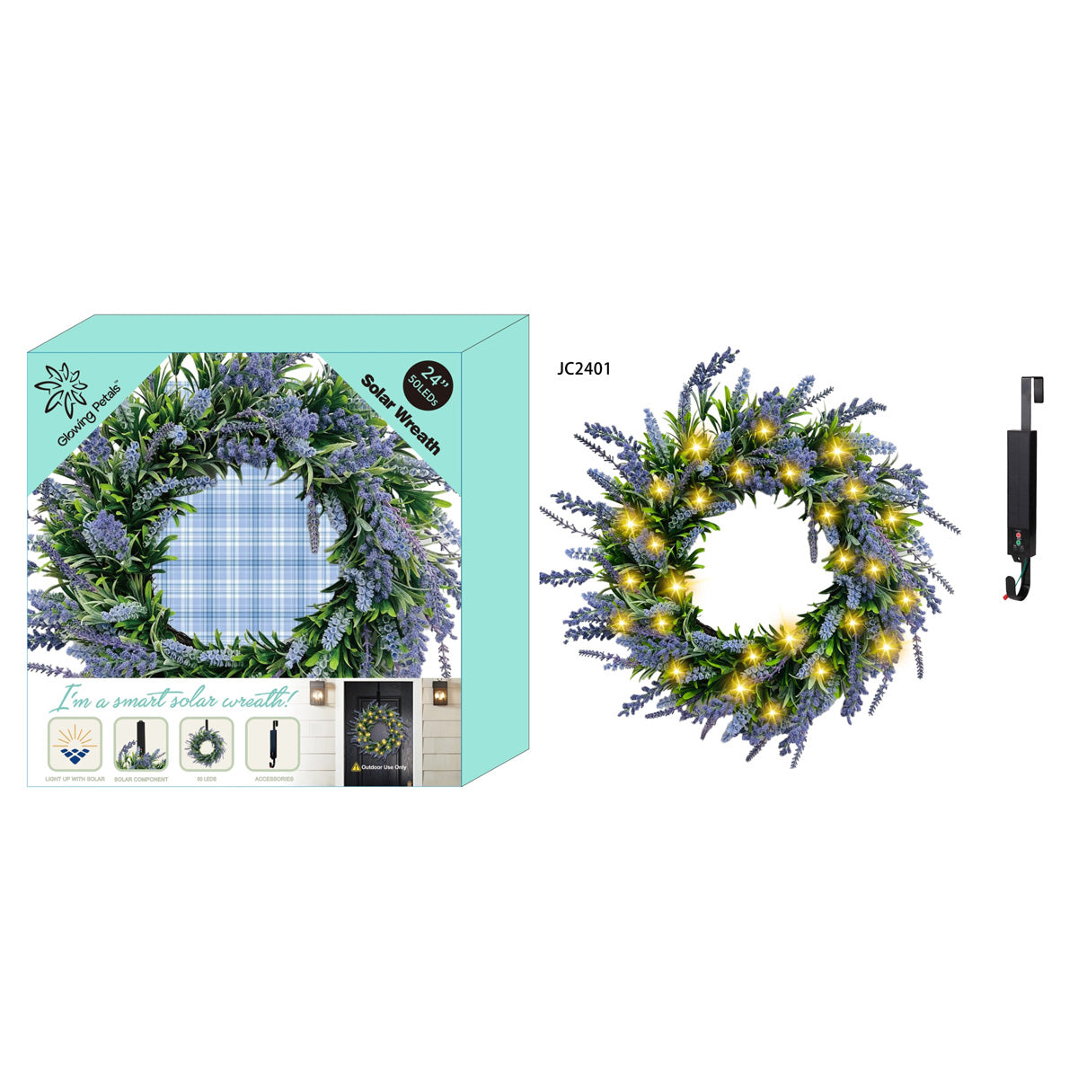 Solar LED Floral Wreath - 8 Designs