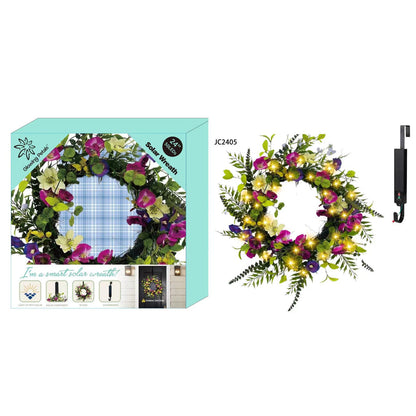Solar LED Floral Wreath - 8 Designs