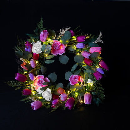 Solar LED Floral Wreath - 8 Designs