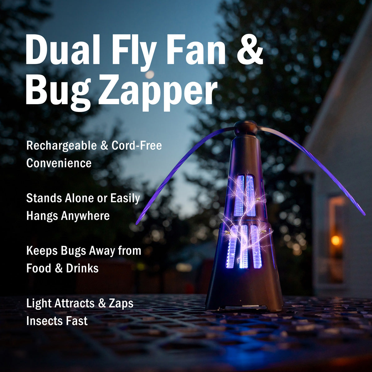 2-in-1 Fly Fan & Zapper, Set of 2