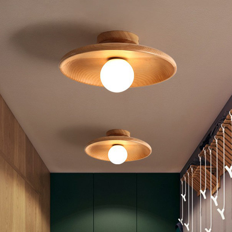 Modern Wooden Semi-Flush Ceiling Light