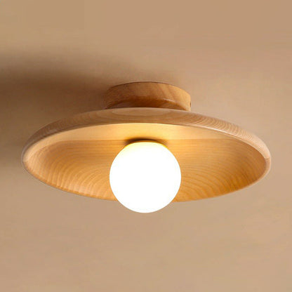 Modern Wooden Semi-Flush Ceiling Light