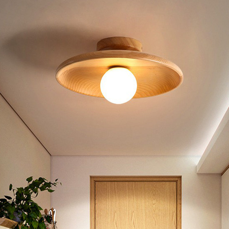 Modern Wooden Semi-Flush Ceiling Light
