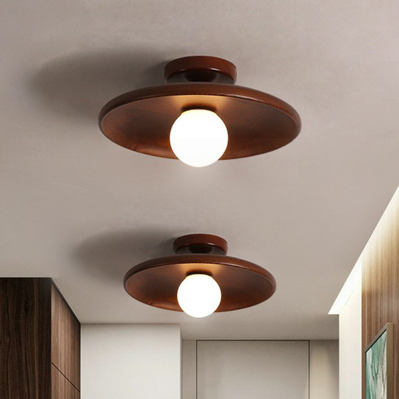 Modern Wooden Semi-Flush Ceiling Light