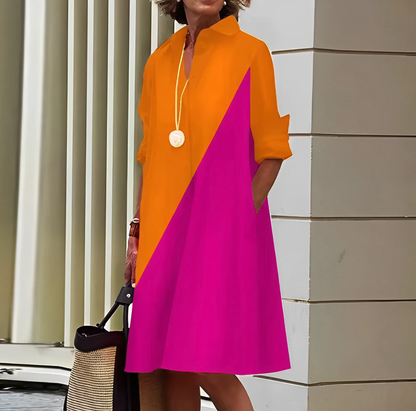 3/4-Sleeve Polo Dress, A-Line Spring Style